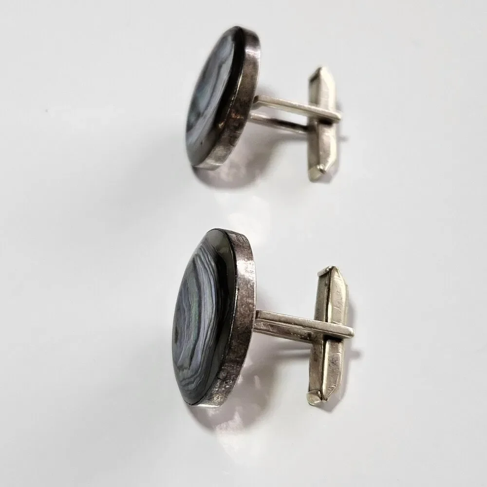 *Sale* Mexico Alpaca Sterling Silver Colorful Abalone Cufflinks